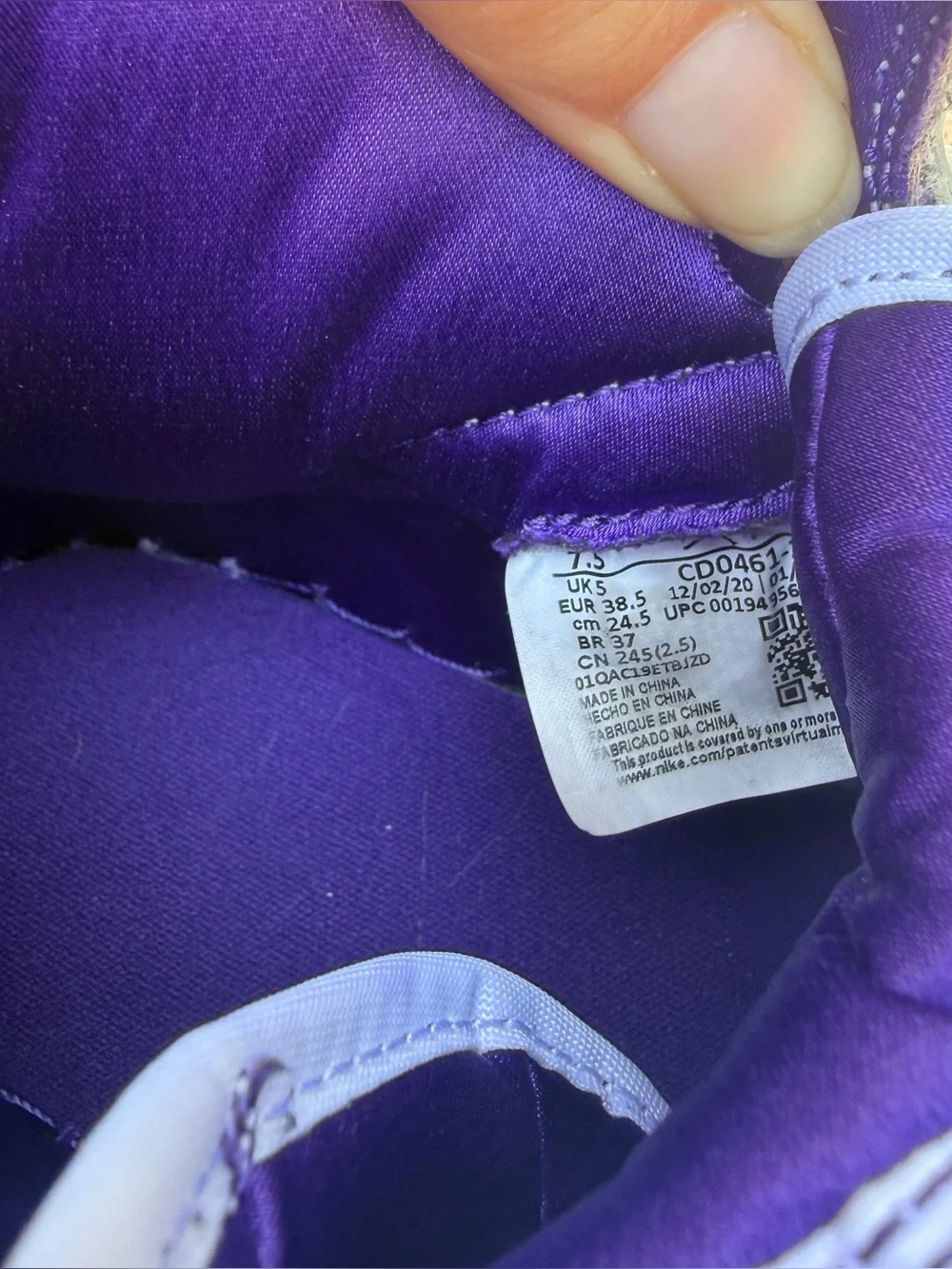Nike Air Jordan 1 High OG “Court Purple” High Top Sneakers Women’s Size 7.5